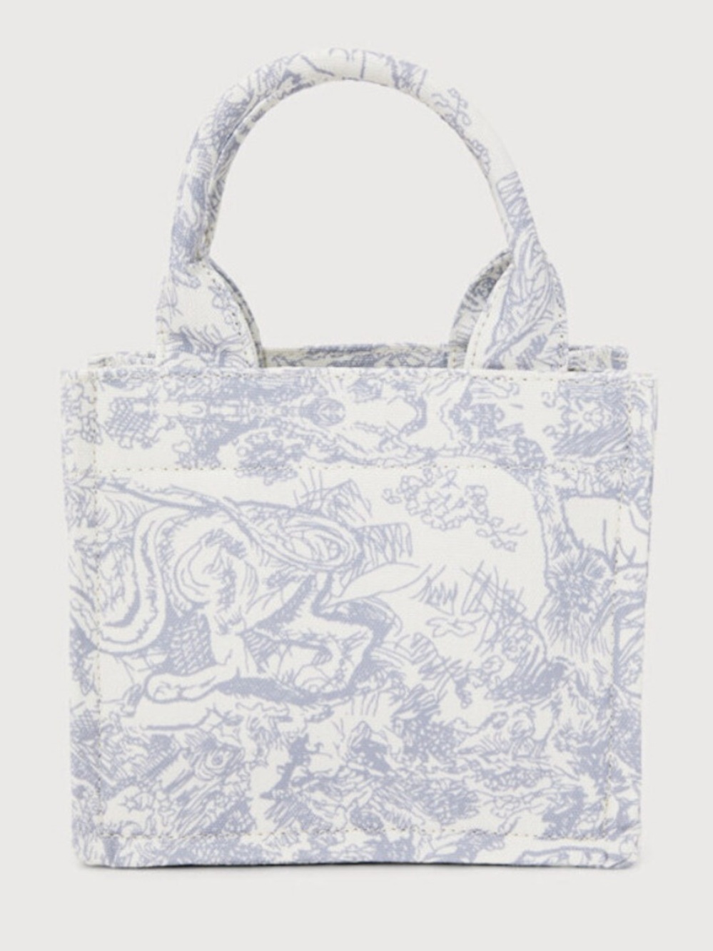 MINI Light Blue Toile Canvas Tote Bag - Elegant Women’s Handbag